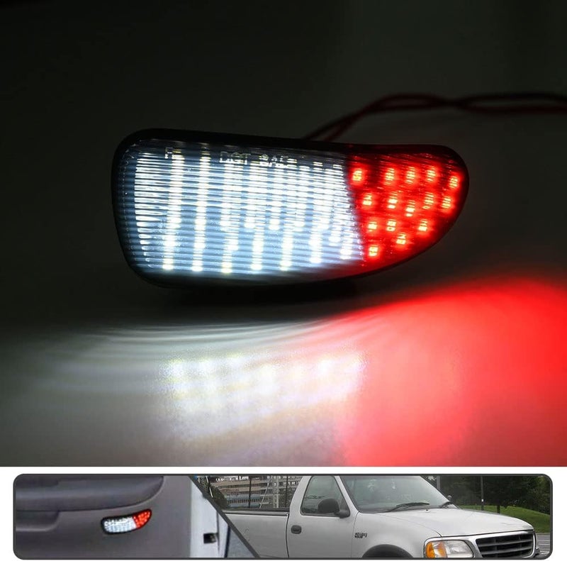 Mingrui test 2Pcs F150 LED Courtesy Door Lights for Ford F150 1997-2003, F150 SVT Lightning 1999-2002, F250 Light Duty 1997-1999 Red& White LED Side Door Panel Light Door Interior Light Step Lights Smoked Lens - Image 2
